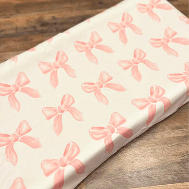 Liz and Roo Petal Pink Bows Crib Sheet - Bamboo Viscose- Bambi Baby