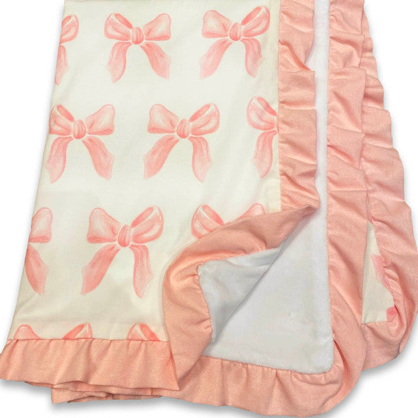 Liz and Roo Petal Pink Bows (organic cotton) with petal pink linen- Bambi Baby