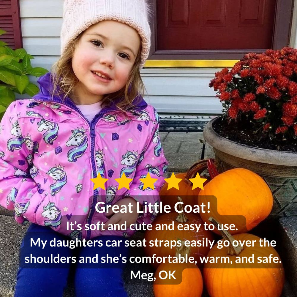 Onekid Car Seat Coat | The Road Coat Transition - Unicorn Print- Bambi Baby