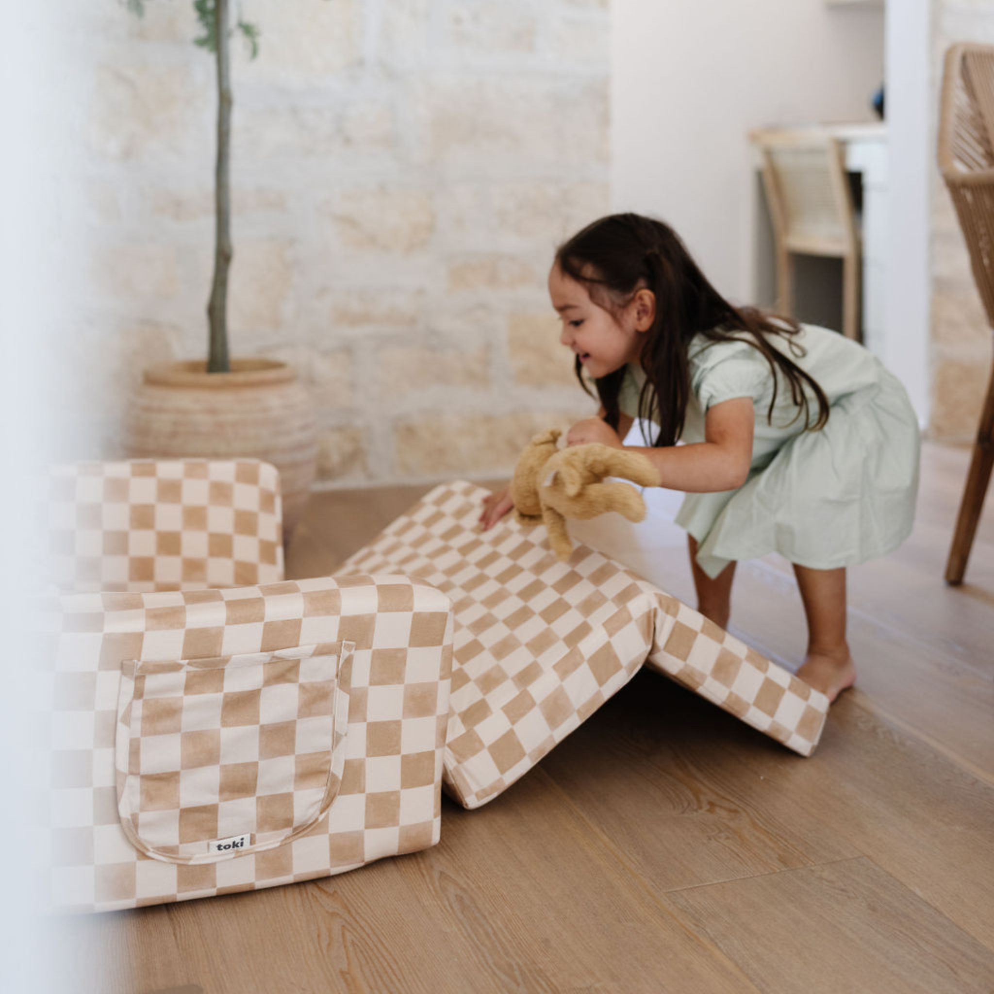 Toki Kids Checker Toffee Play Couch- Bambi Baby
