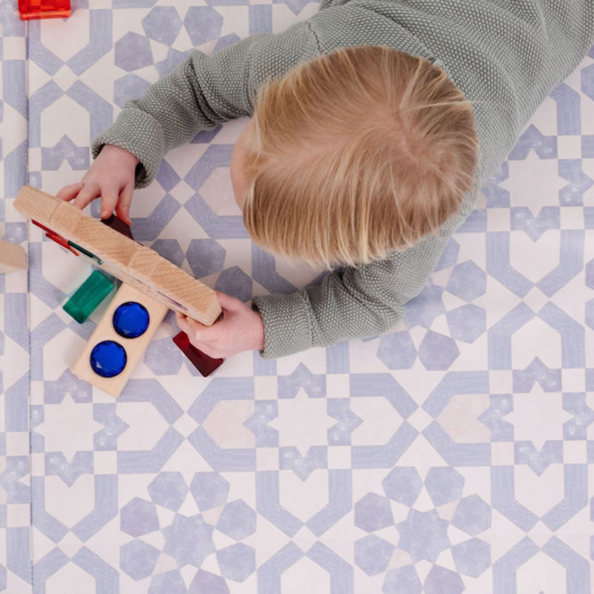 Toki Kids Blue Tile Vegan Leather Mat- Bambi Baby