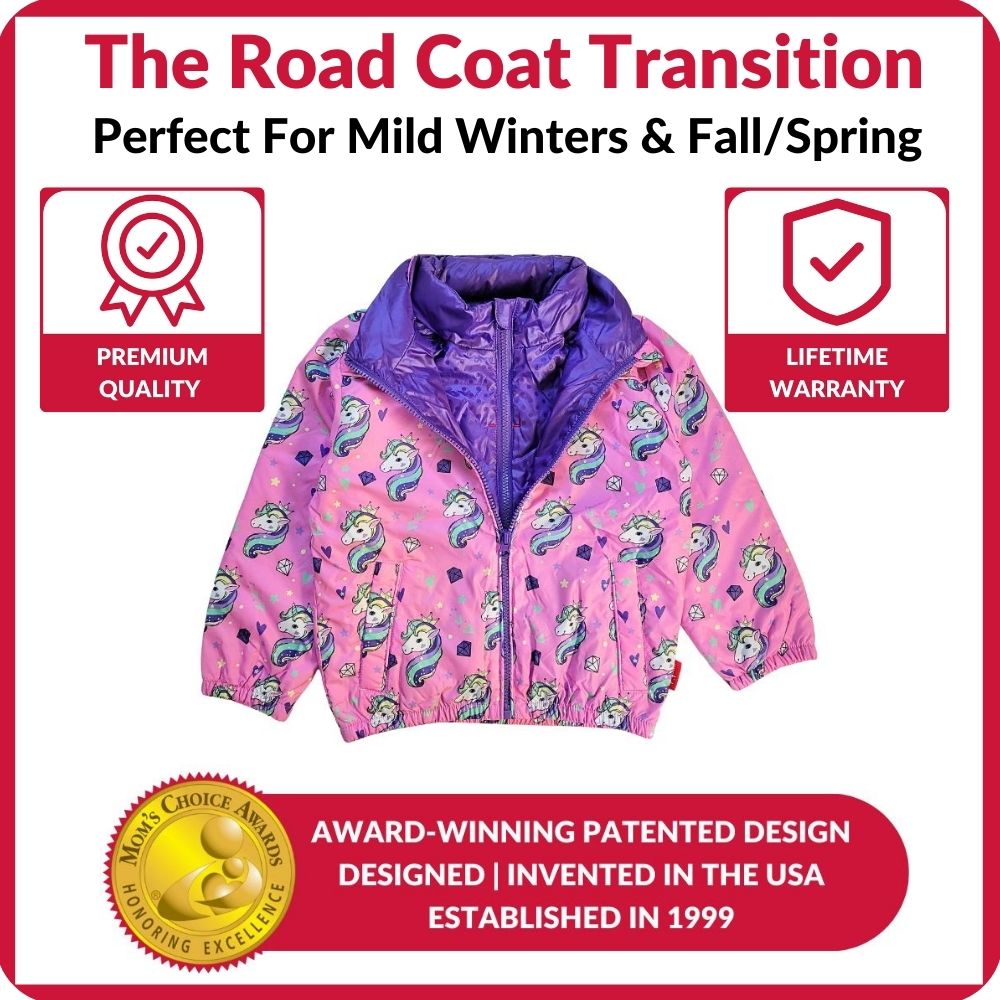 Onekid Car Seat Coat | The Road Coat Transition - Unicorn Print- Bambi Baby