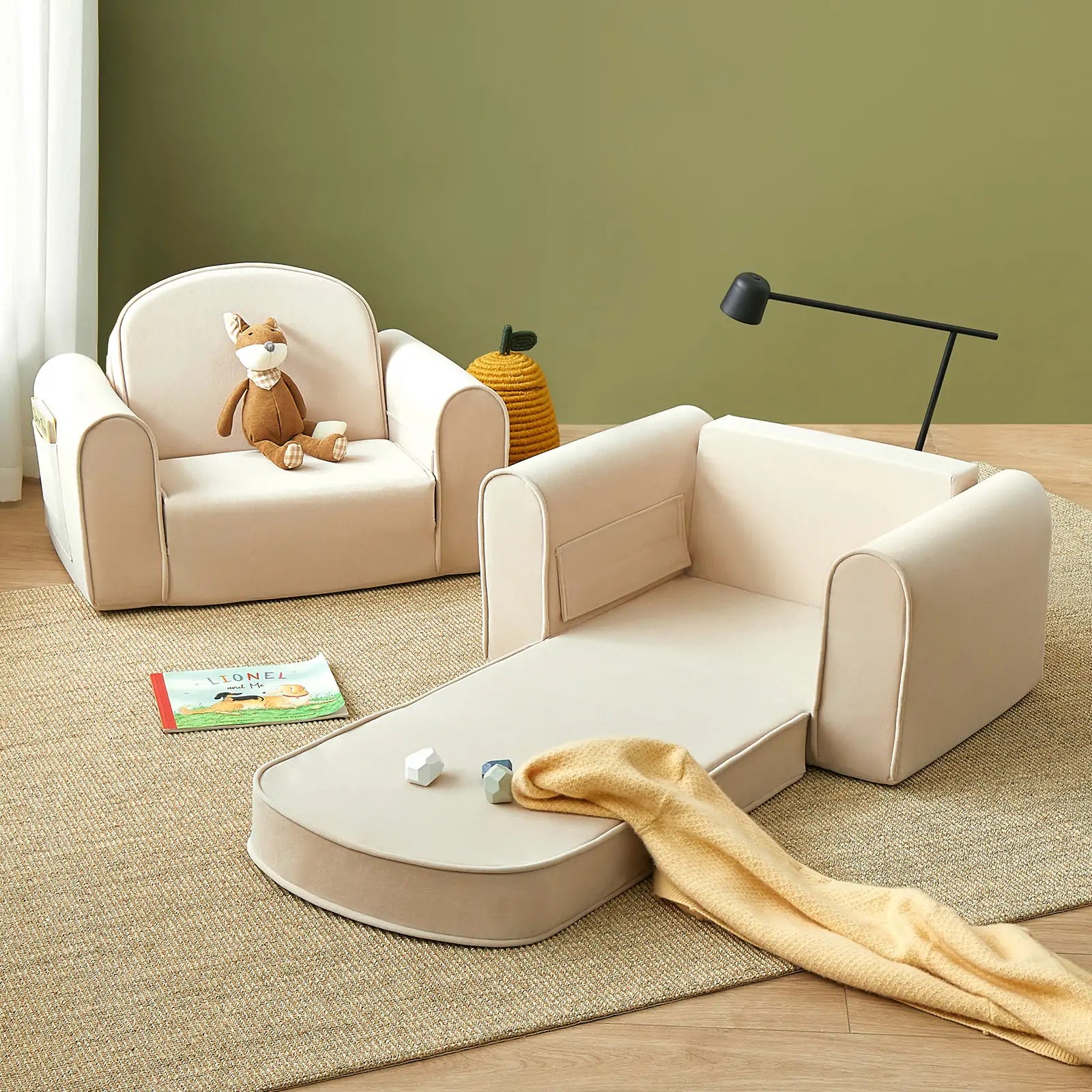 Tiny Land® GentleSnug Kid Chair - Beige White- Bambi Baby