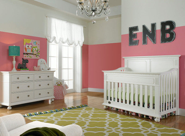 Dolce Babi Naples 2 Piece Full Panel Nursery Set - Crib, Double Dresser in Snow White- Bambi Baby