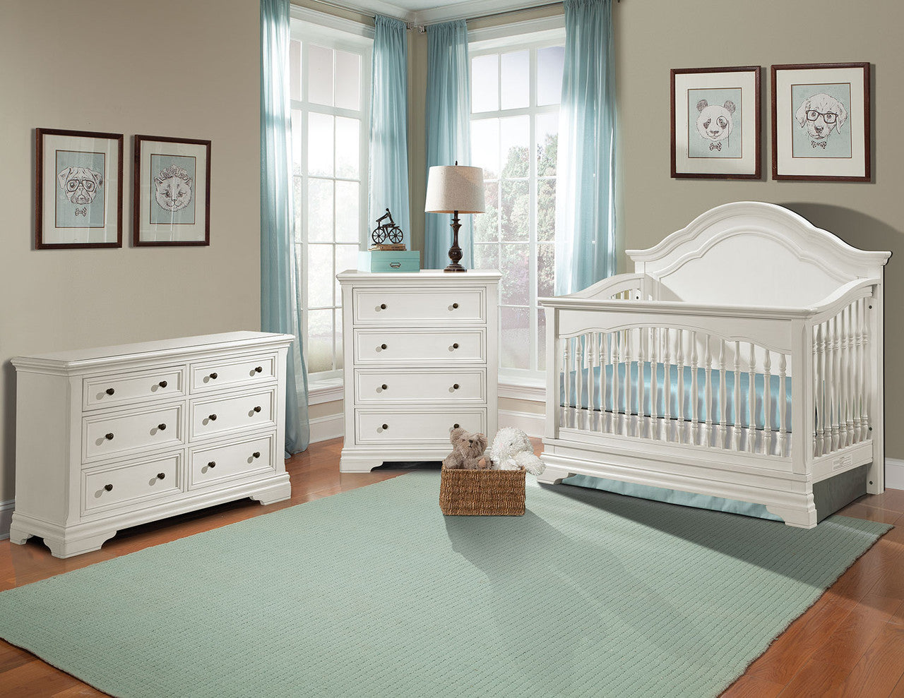 cream nursery dresser Cream Bone Inlay Dresser with Changing Tray - Transitional