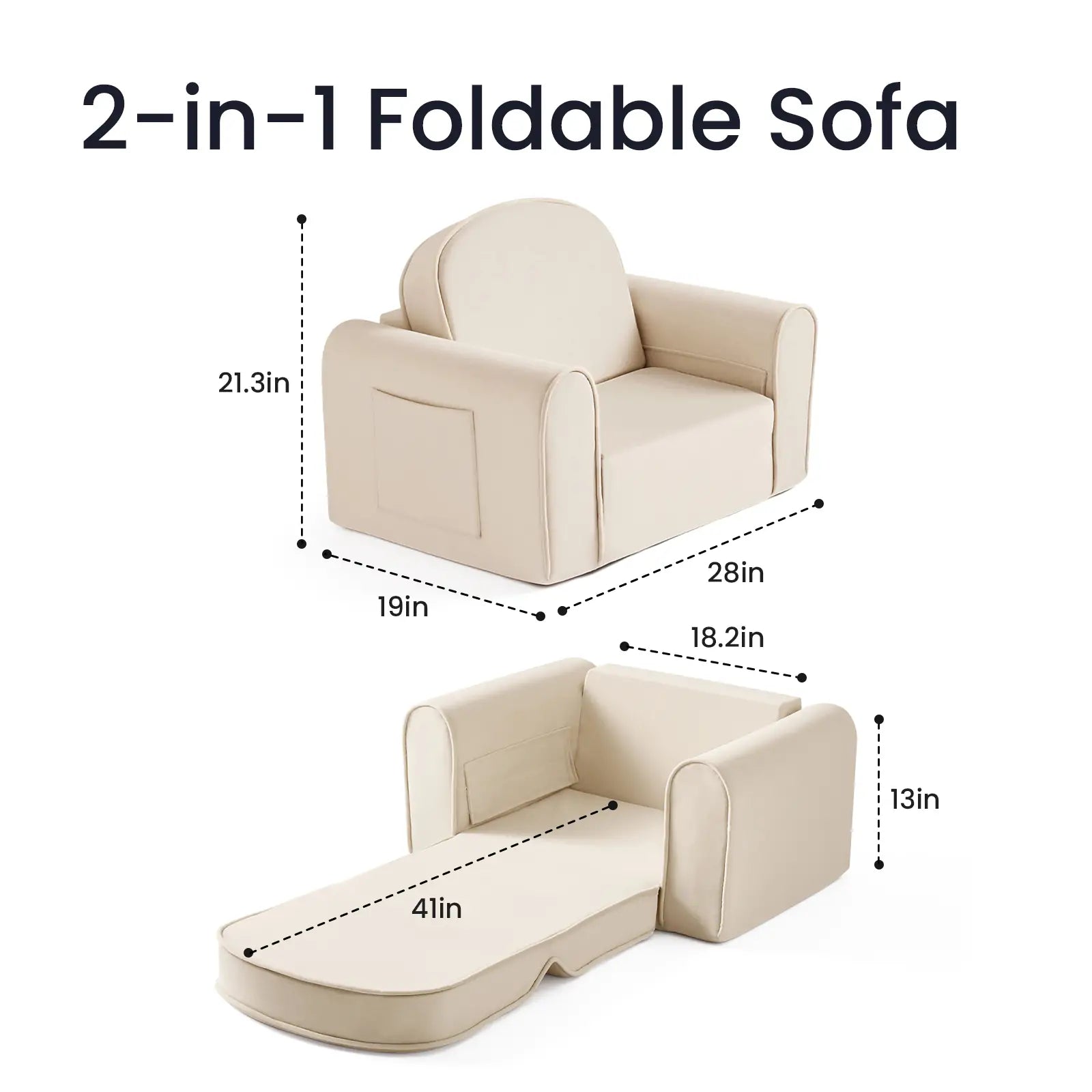 Tiny Land® GentleSnug Kid Chair - Beige White- Bambi Baby