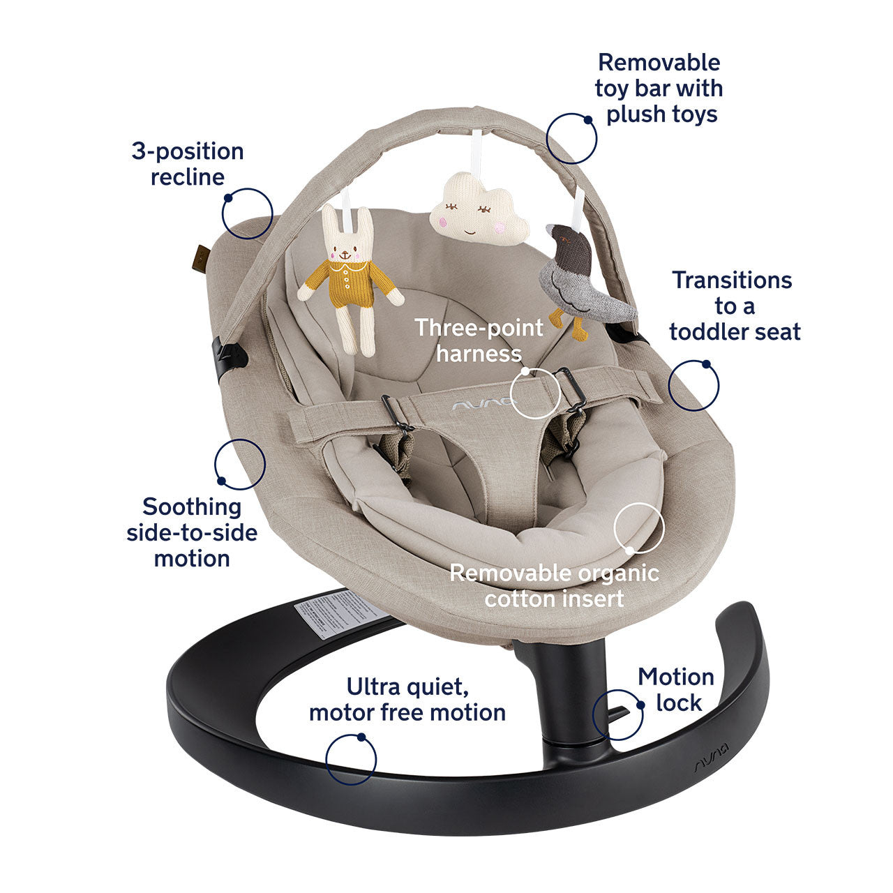 Nuna LEAF Grow Baby Seat with Toy Bar- Bambi Baby