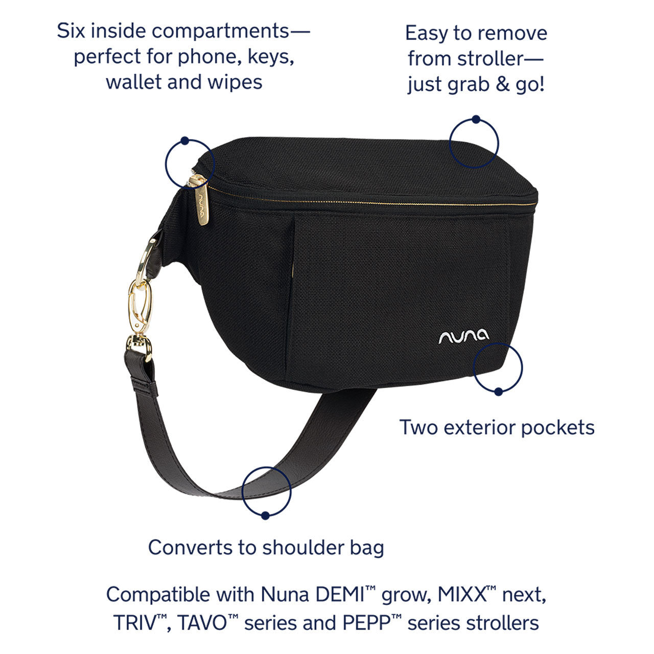 Nuna Stroller Sling Bag in Black- Bambi Baby