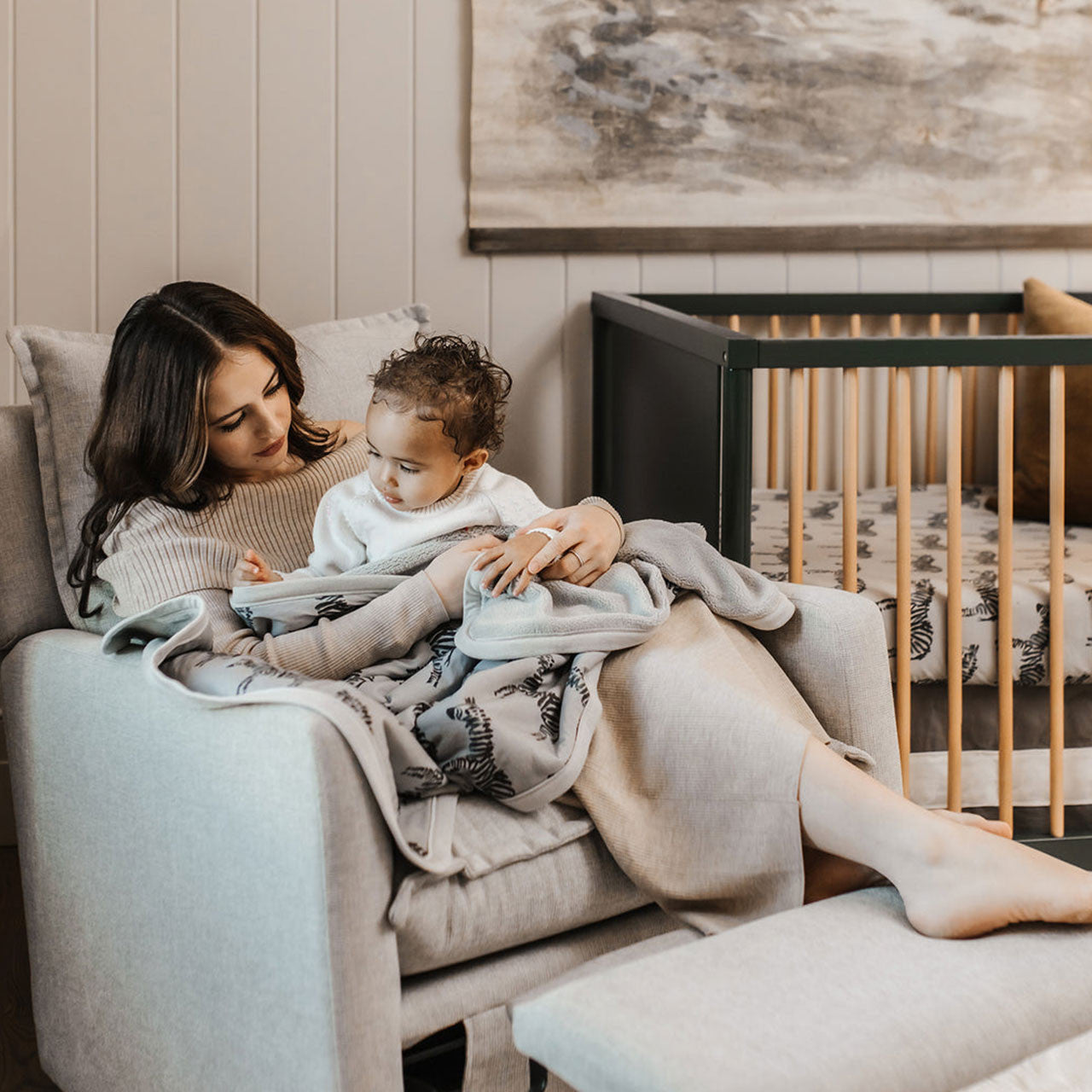 Oilo Zebra Jersey Cuddle Blanket- Bambi Baby