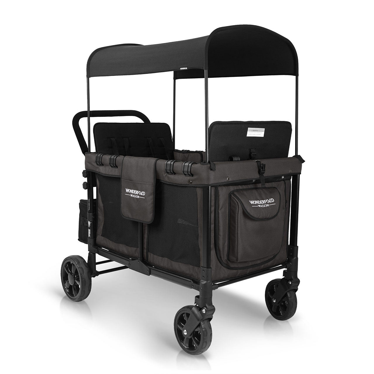 Wonderfold W4 Elite Quad Stroller Wagon in Volcanic Black- Bambi Baby