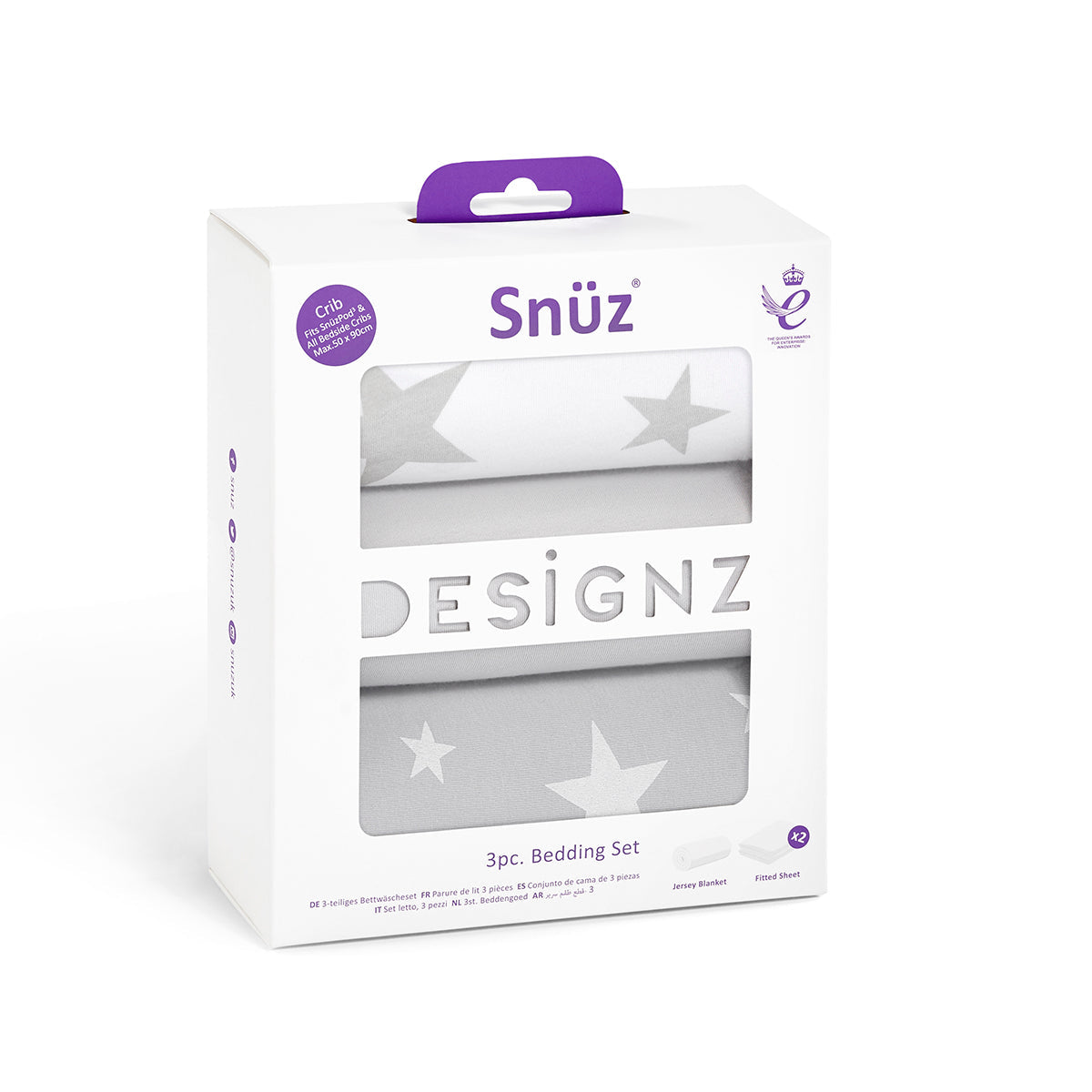 Snuz 3pc. Bassinet Bedding Set - Grey Star- Bambi Baby