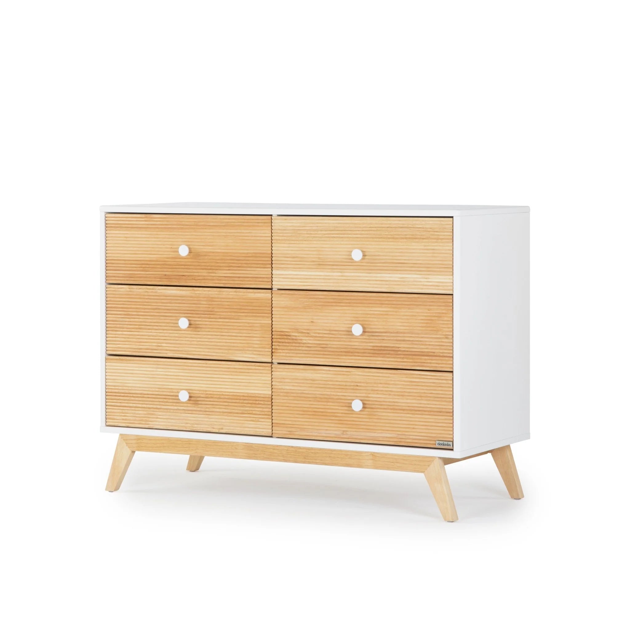Dadada Merry 6-Drawer Dresser in White/Natural- Bambi Baby