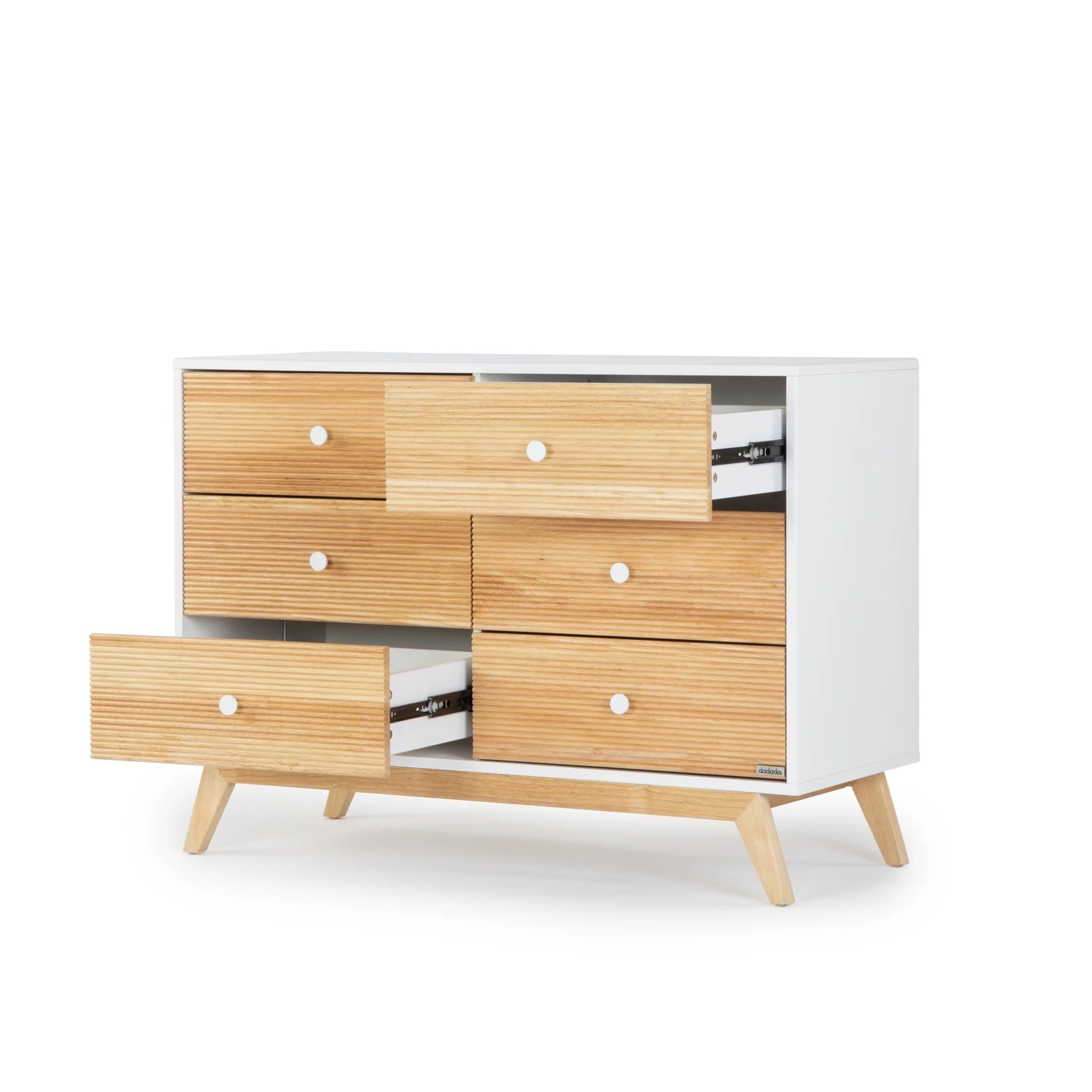 Dadada Merry 6-Drawer Dresser in White/Natural- Bambi Baby