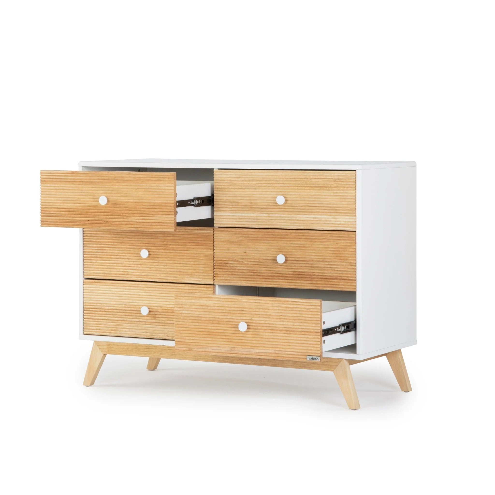 Dadada Merry 6-Drawer Dresser in White/Natural- Bambi Baby