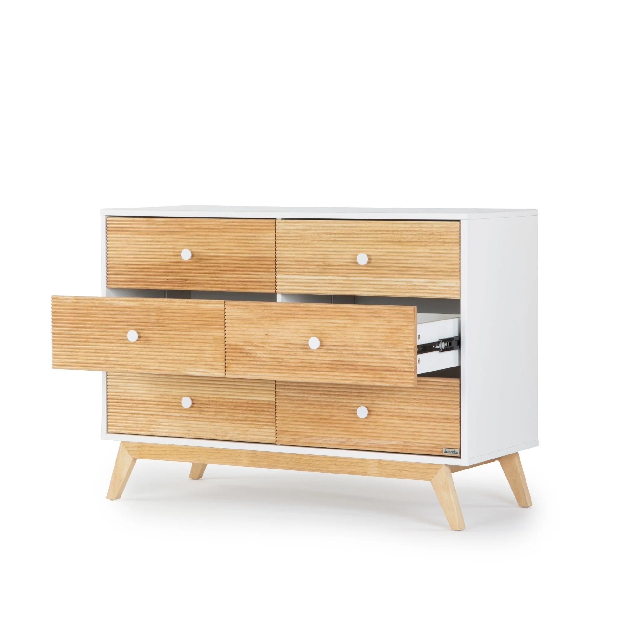 Dadada Merry 6-Drawer Dresser in White/Natural- Bambi Baby