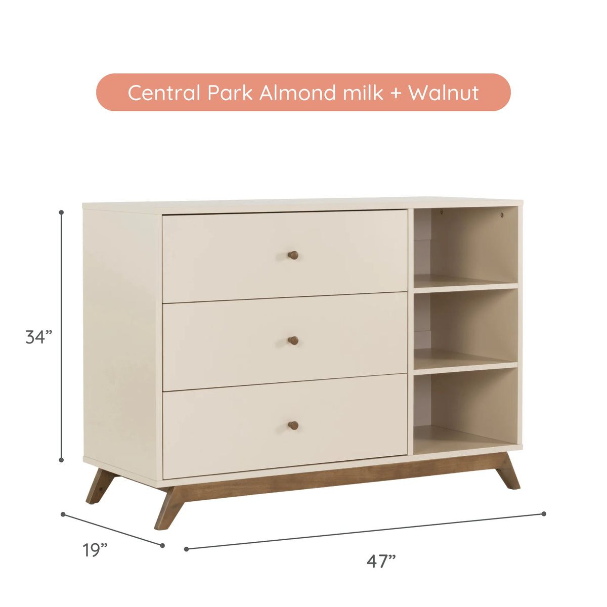 dadada Central Park 3-Drawer Dresser- Bambi Baby
