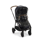 Clear Nuna TRIV Series Rain Cover on Black Stroller - Front 3/4 View | Bambi Baby
