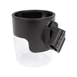 Black Nuna TRVL Series Stroller Cup Holder - Front View Showing Clamp Detail | Bambi Baby