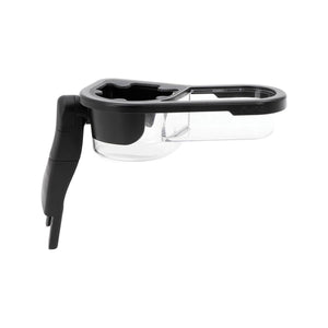 Black Nuna MIXX Child Snack Tray with Clear Dual Compartments and Clip Attachment - Side View | Bambi Baby