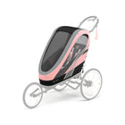 Silver Pink CYBEX Zeno Seat Pack Mounted on Zeno Frame - 3/4 Rear Angle View | Bambi Baby