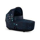 Navy Jewels of Nature CYBEX MIOS3 Lux Carry Cot - Hood Closed Front Angle | Bambi Baby