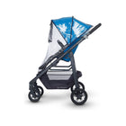 Clear UPPAbaby Performance Rain Shield on Blue Cruz Stroller - Side Profile | Bambi Baby