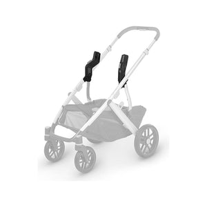 Black UPPAbaby Upper Car Seat Adapters on Vista Ghosted Frame - 3/4 Angle | Bambi Baby