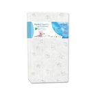 White Oxford Baby Perfect Comfort 2-Stage Crib Mattress - Side View with Owl Print Cover | Bambi Baby