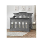 Graphite Gray Oxford Baby Glenbrook Convertible Crib - Nursery Front View with Animal Wall Art | Bambi Baby
