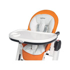 Orange PEG Booster Cushion in High Chair with Tray - Front View | Bambi Baby