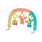 Rainbow Soft Fabric High Chair Play Bar Arch with 3 Hanging Plush Toys - Side Angle | Bambi Baby