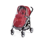 Clear PEG Rain Cover on Red Stroller - Front Angle View | Bambi Baby
