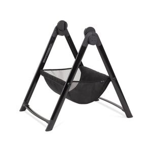 Black Silver Cross Dune & Reef Bassinet Stand with Fabric Storage Basket - Side Angle | Bambi Baby
