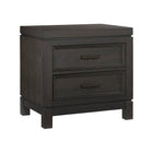 Black Iron Wood Nursery Nightstand with Two Drawers - Three-Quarter View | Bambi Baby