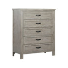 Oak Gray Wood 5 Drawer Chest - Left Angle View | Bambi Baby