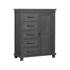 Canyon Gray Wood Hampton Chifferobe - Five-Drawer and Door Side Angle | Bambi Baby