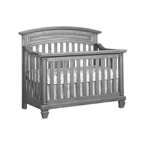 Brushed Gray Wood Richmond 4-in-1 Convertible Crib - 3/4 Angle Silo with Arched Headboard Detail | Bambi Baby