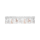 White Microfiber Nursery Window Valance, Woodland Fox and Deer Print - Flat Lay | Bambi Baby