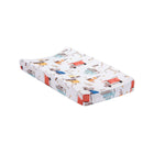 White Polar Fleece Changing Pad Cover, Construction Zone Truck Print - Side Angle View | Bambi Baby