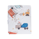 White Microfiber Construction Zone Crib Sheet - Newborn Sleeping on Fitted Sheet | Bambi Baby