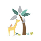 Mighty Jungle Wall Decals - Giraffe Toucan and Sloth on Palm Tree Illustrated Layout | Bambi Baby