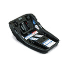 Black Britax Aspen Infant Car Seat Base - Left Side Angle with Installation Labels | Bambi Baby