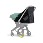 Black Doona 360 Protection Mesh Sun & Insect Cover - Rear Angle View on Teal Car Seat | Bambi Baby