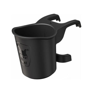 Black Plastic Doona Liki Trike Cup Holder - Angled Product View with Liki Logo | Bambi Baby
