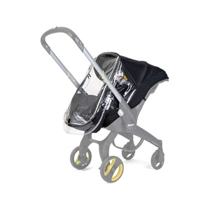 Clear PVC-Free Doona Rain Cover Fitted on Car Seat Stroller - Front Three Quarter View | Bambi Baby