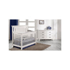 Vintage White Wood Crib and Double Dresser - Navy Accented Nursery Styled Scene | Bambi Baby