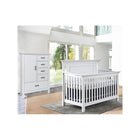 Vintage White Wood 2-Piece Nursery Set Crib and Chifferobe - Styled Room Scene | Bambi Baby