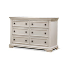 Brushed Ivory Wood Double Dresser with Bronze Knobs - 3/4 View | Bambi Baby