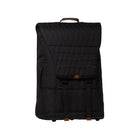 Black Quilted Joolz Stroller Travel Bag with Tan Leatherette Accents & Wheel Base - Front View | Bambi Baby