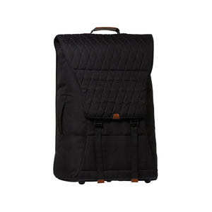 Black Quilted Joolz Stroller Travel Bag with Tan Leatherette Accents & Wheel Base - Front View | Bambi Baby